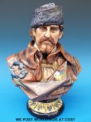 A Michael Sutty Pottery bust of renowned artist (27cm tall,