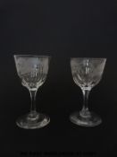 A set of ten Richardsons wine glasses all engraved with fruiting plants,