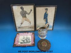 A lustre ware plaque depicting a man 'o' war,