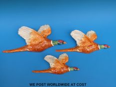 A set of three Beswick graduated pheasant wall plaques