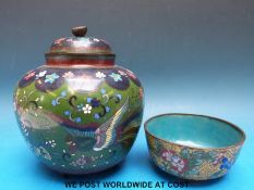 A late 19th / 20thC Chinese cloisonné ginger jar and cover,