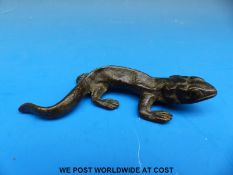 A bronze lizard, probably 19thC, length 11.