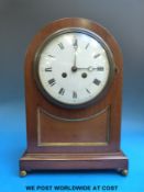 A 19thC mahogany arch top bracket clock by Japy Freres with 16cm enamelled dial,