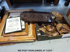 Two 19thC mahogany pedestal stands, further treen,