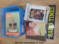 Radio Times enamel sign approximately 50cm x 10cm together with a quantity of 1950's and 60's TV