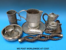 A collection of plated and pewter ware including crumb trays for the Madras and Mahratta Rifles,