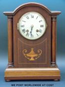 Edwardian mahogany cased mantle clock with french twin train movement,