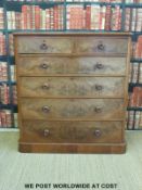 A 19th/20thC mahogany low chest of two over two graduated drawers (H77 x L118 x D56cm)
