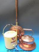 YMCA The 'Servot' tea urn together with a copper kettle, plate,