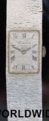 Beuche Girod 9ct white gold ladies wristwatch with Roman numerals on textured face and matching