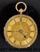 An 18ct gold ladies fob watch, the keywind movement signed W.