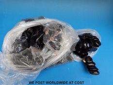 A large collection of jet/oynx jewellery to include a carved cross, carved thistle, earrings,