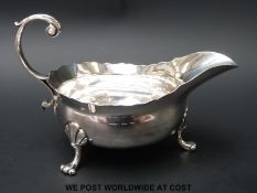 A George II provincial hallmarked silver sauce boat Newcastle 1750, maker's mark rubbed,