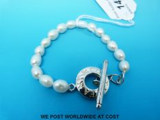 A pearl bracelet the clasp marked Tiffany & Co