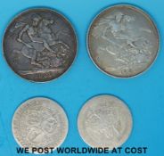 Two Victorian crowns (1889 and 1891) together with a 1935 rocking horse crown,