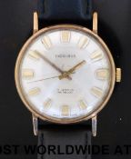 Excalibur 9ct gold gentleman's wristwatch with 17 jewel movement, gold hands and baton markers,