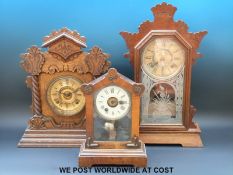 Three various American mantel clocks including a 'Postman's Alarm' example