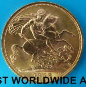 A 1958 gold full sovereign