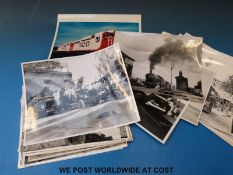 A quantity of 10 x 8 and smaller railway photographs including South African Garratts,