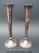 A pair of hallmarked silver vases (height 17.