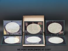 A very rare set of six 19thC framed and glazed lithopane views of Scottish and Welsh views,