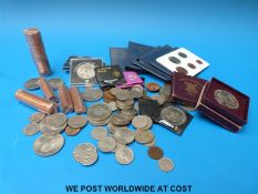 A quantity of UK coinage including modern crowns Festival of Britain etc, first decimal coin sets,