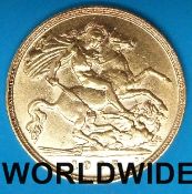 A 1905 Edward VII gold half sovereign