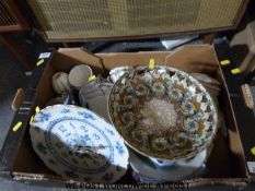 Mixed decorative teaware, pierced pedestal bowl,