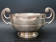 A large Victorian hallmarked silver twin-handled bowl,