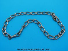 A 9ct rose gold watch chain with oblong links (48.