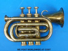 A brass, B flat 'pocket cornet',