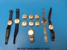 Eleven vintage mechanical wristwatches including Smiths, Sekonda,