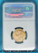 An 1899 Victoria veiled head Perth Mint gold full sovereign in sealed NCG coin capsule