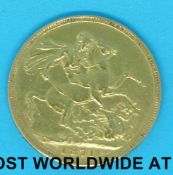 A cased 1871 Victoria young head gold full sovereign,