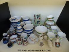 A collection of mixed ceramics to include crested ware, Cornish ware style,