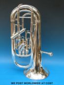 A silver plated cased Boosey & Co small bore euphonium.