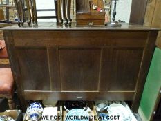 An 18thC /19thC large oak three-panel peg-jointed chest (H104 xW148 x D62.