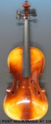A late 20thC violin labelled Erush Heinrich (36cm back)