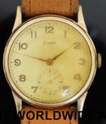 Timor 9ct gold gentleman's wristwatch with subsidiary seconds dial and Arabic numerals,