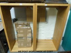 A modern display shelf unit with glass shelves (width of each 'box' 64cm)