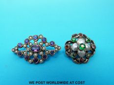 An Austro-Hungarian brooch set with pearls and paste and another brooch