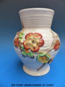 A Clarice Cliff relief moulded vase (shape no 912) with Newport Pottery stamp to base (17.