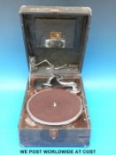 An HMV portable wind up c1920 gramophone