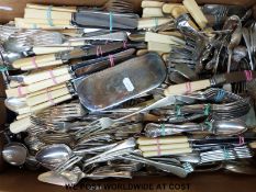 A large quantity of silver plated cutlery to include Kings pattern,