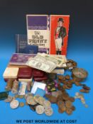 A collection of coinage and bank notes to include UK and overseas, Victorian silver,