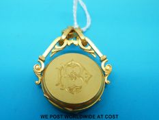 An exceptional 18ct gold swivel fob comprising a thermometer and compass of full hunter form,