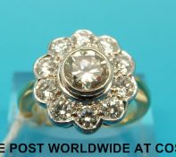 An 18ct white gold ring set with a round brilliant cut diamond of approximately 1.