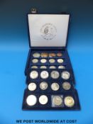 A Westminster case with a quantity of silver coins including three Britannias 1999, 2005, 2007,