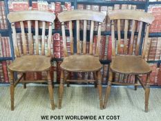 Three elm seated kitchen chairs