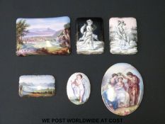 Six 18thC enamel miniatures,